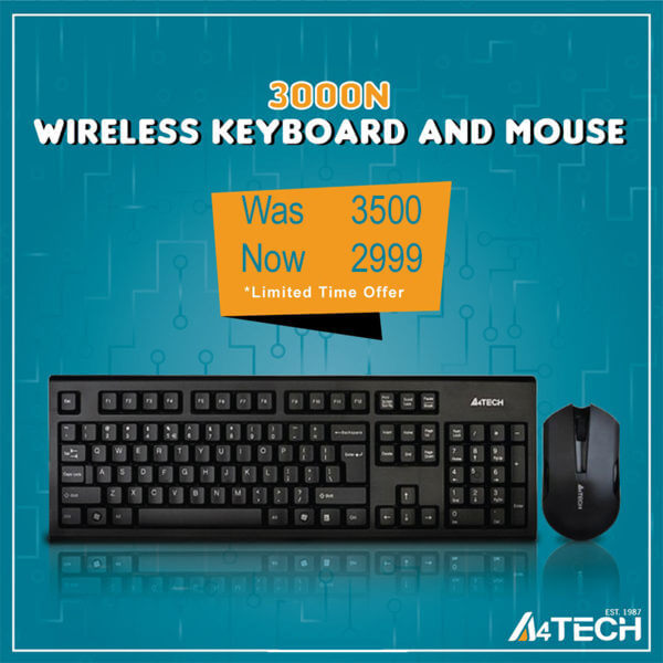 A4tech 3000N Wireless Keyboard Mouse