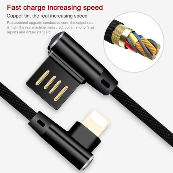 L-Shape 90 Degree iPhone Fast Charging Data Cable (2)
