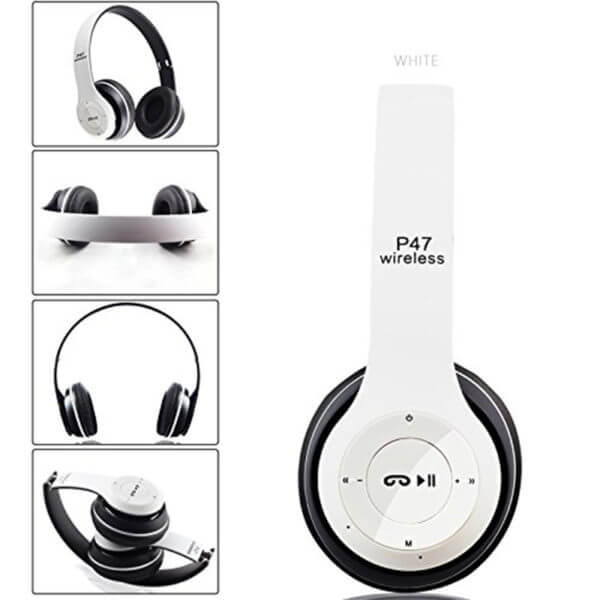 P47 Bluetooth Headphones (White)